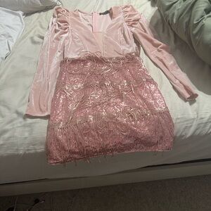 SHEIN Pink Sequin Midi Dress